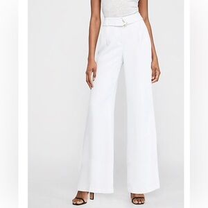 Express White Belted Wide Leg High Rise Trousers Pants Size 00